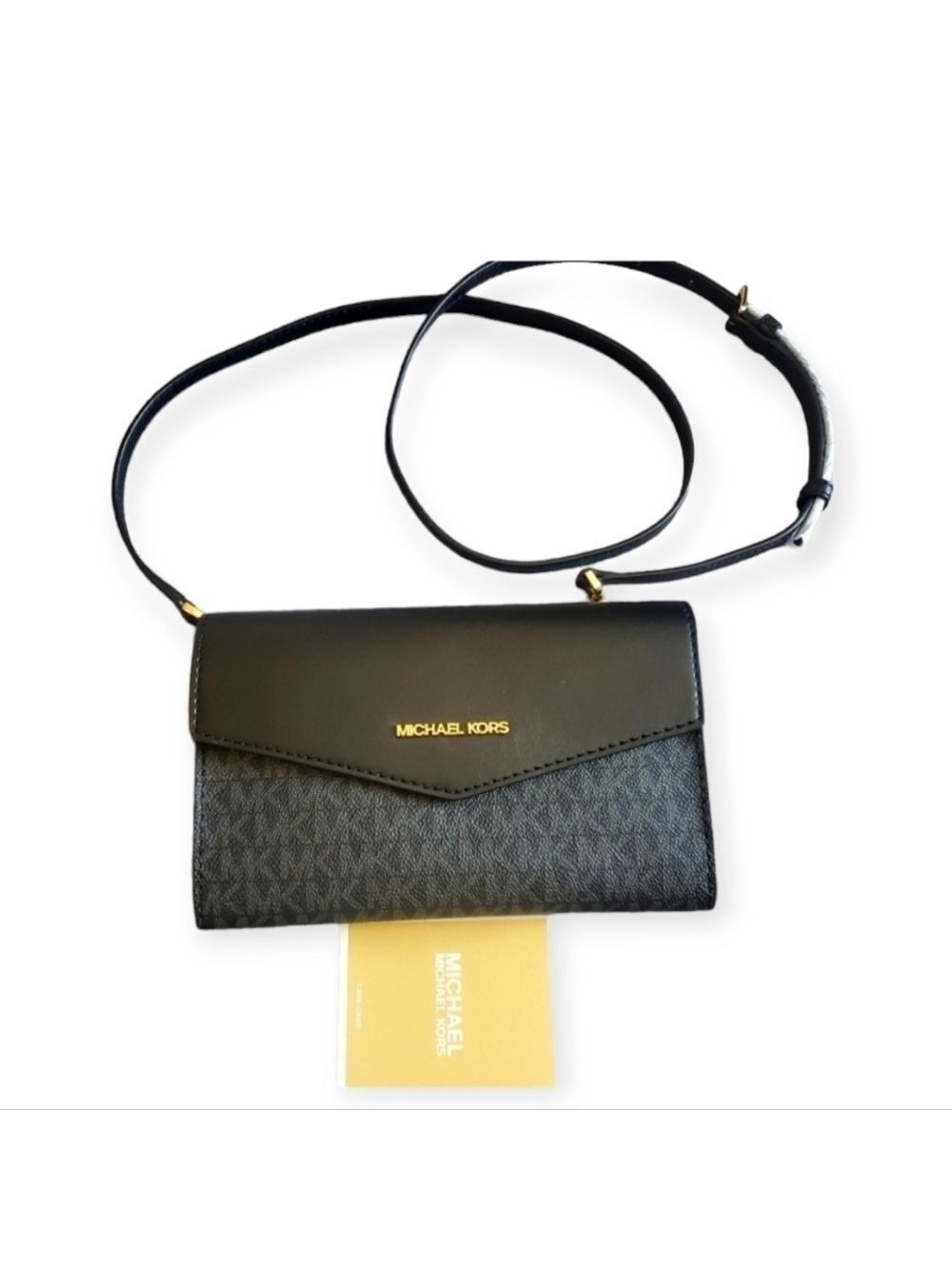 Michael Kors Black Signature Logo Wallet on Chain Crossbody
